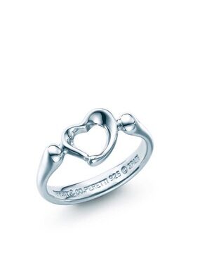 Tiffany & Co.Elsa peretti Open Heart Ring +pouch box Authentic size4.⭐️⭐️⭐️⭐️